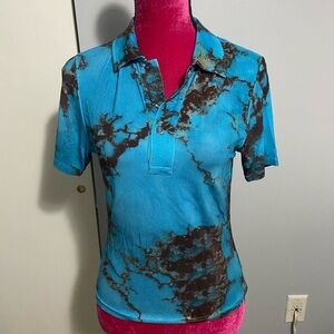 Louisa Ballou blue blouse polo shirt small